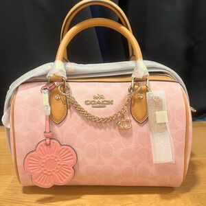 NWT Coach Powder Pink Medium Rowan with Charms